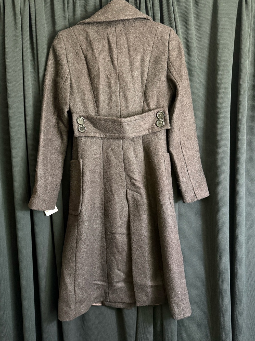 Wool-Blend Double-Breasted Pea Coat in Dark Brown - Picture 2 of 2